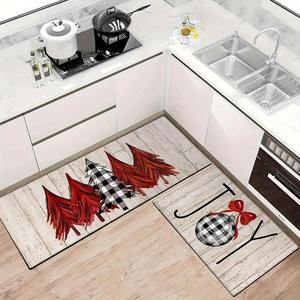 Christmas Themed Kitchen Mat, 2 Counts/set Non-slip Kitchen Rug, Decorative Floor Mat for Home Kitchen Living Room Bedroom