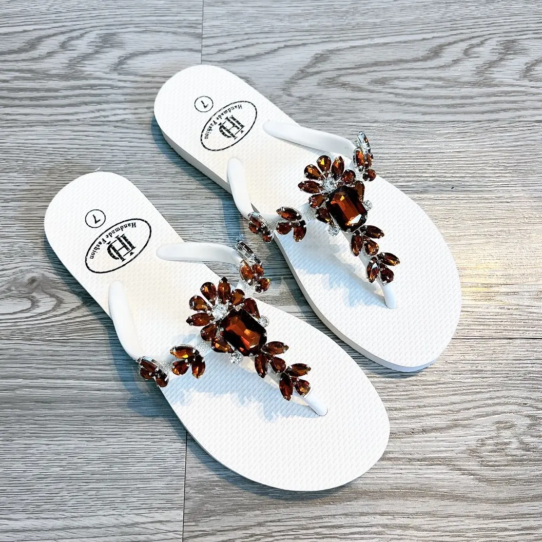 (Form to lùi size) DÉP KẸP ĐÍNH ĐÁ NÂU DÉP NỮ