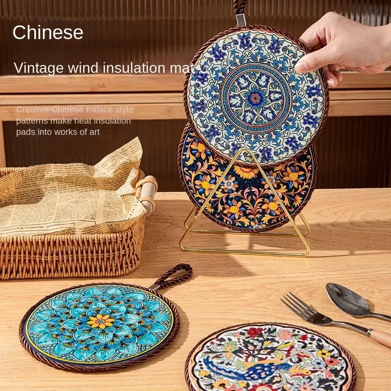 Tikar Penebat Haba, Tahan Suhu Tinggi, Tikar Penebat Haba Dapur dan Meja Makan, Tikar Anti-melecur, Tikar Plat, Diameter 17cm