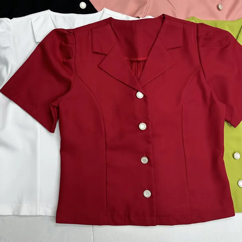 A224 - (SALE XẢ KHO - XEM KỸ BẢNG SIZE) Áo Nữ Dáng Ngắn 49cm Cổ Giả Vest Tay Ngắn 1