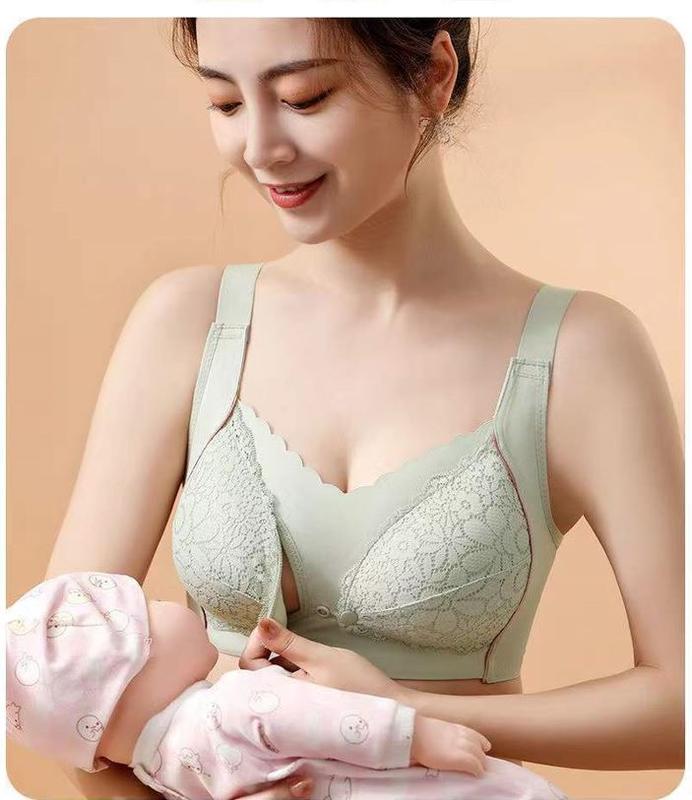 Áo Lót Bầu Nữ Không Gọng Nâng Ngực Viền Su Cài Khóa Trước Phối Ren Thoáng Khí