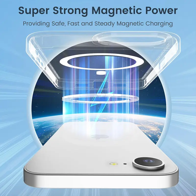 Ốp Magsafe Từ Tính, Mạnh Mẽ, Cho iPhone 16E, Ốp Chống Sốc Lai, Ốp Silicon Lưng Cứng Trong Suốt 2025 3