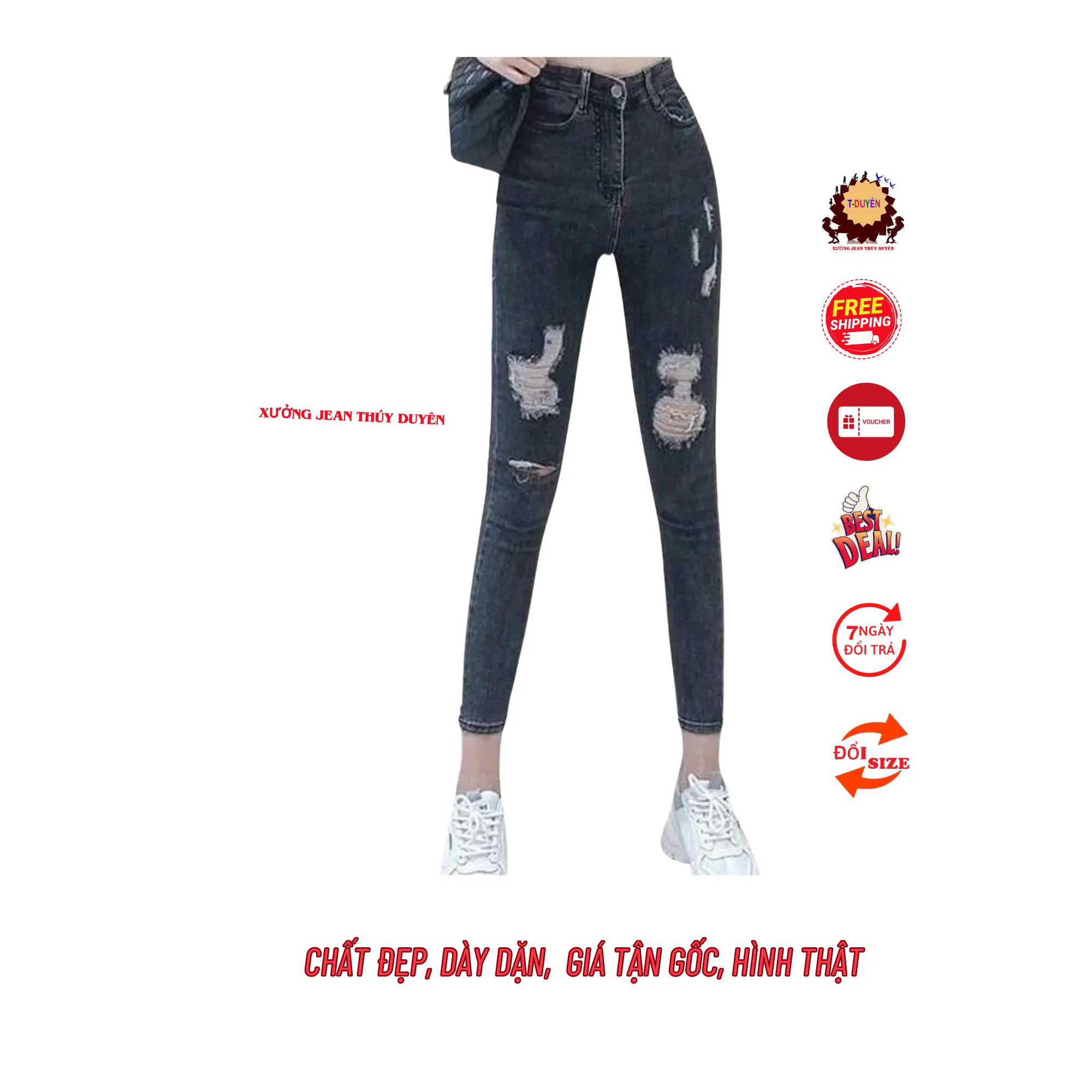 Quần jean nữ lưng cao RÁCH hình thật màu xám đen tiêu chất jean giãn tốt, quần bò nữ đai cao mẫu mới thời trang cực đẹp phối rách bụi M29/1 Women Pants quần dài xu hướng mới đang hot hiện nay