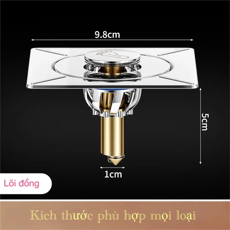 Nắp Cống Inox 304 Lõi Đồng (Nhà Tắm Nhà Vệ Sinh) - Ngăn Mùi Cống Thoát Nước, Ngăn Côn Trùng Rán - Rết 4