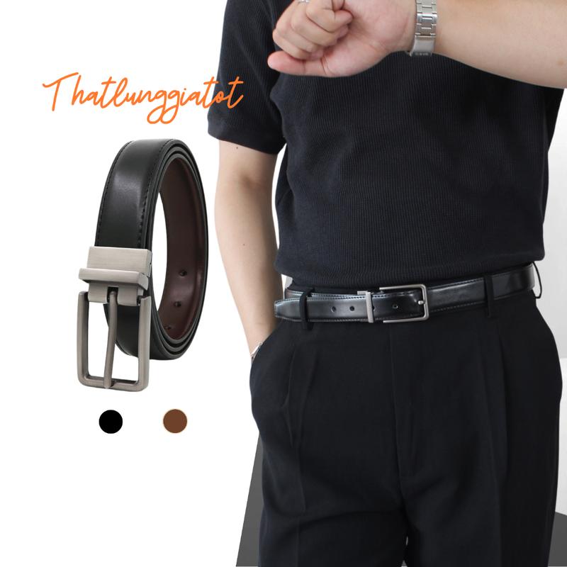 Thắt lưng nam da thật mặt xoay dây nịt học sinh nam đi học bản nhỏ 2.8cm TLD192 - Thắt Lưng Giá Tốt