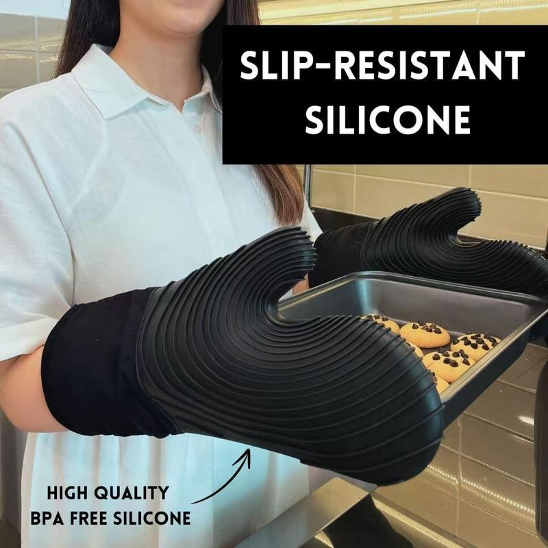 Silicone Non-slip Oven Mitts, 1 Pair Heat Resistant Oven Gloves, Kitchen Baking Tools, Oven Mitts for Cooking Baking 2
