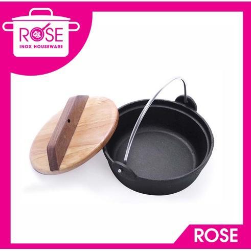 Nồi lẩu gang, nồi gang quai xách nắp kính, nắp gỗ Chống Dính Vạn Lợi Cao Cấp