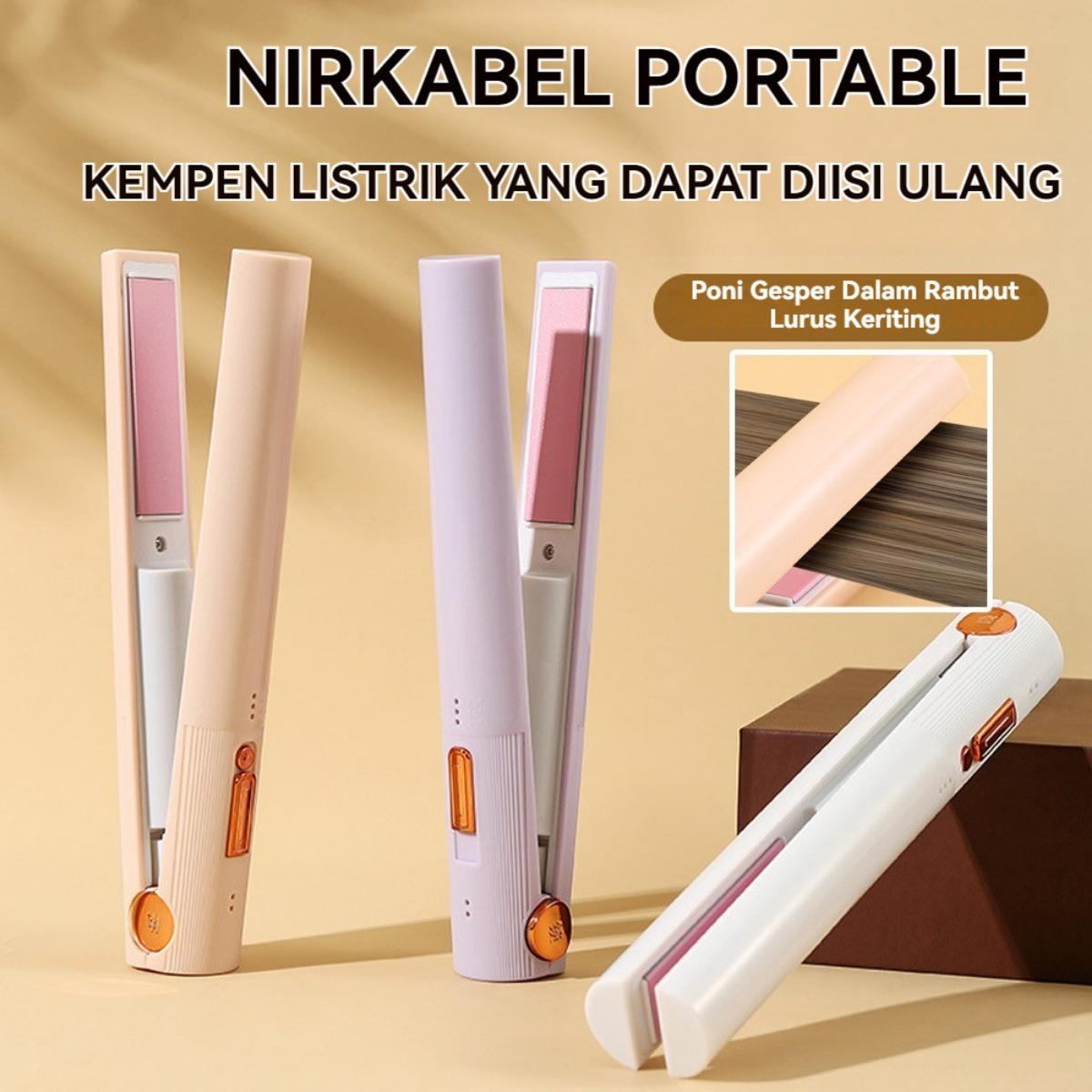 Catokan Wireless Portable Cordless Catok Rambut Multifungsi Catok Lurus Dan Curly 2in1 Catokan Rambut Usb Portable Mini Tanpa Kabel Traveler Hair Straight