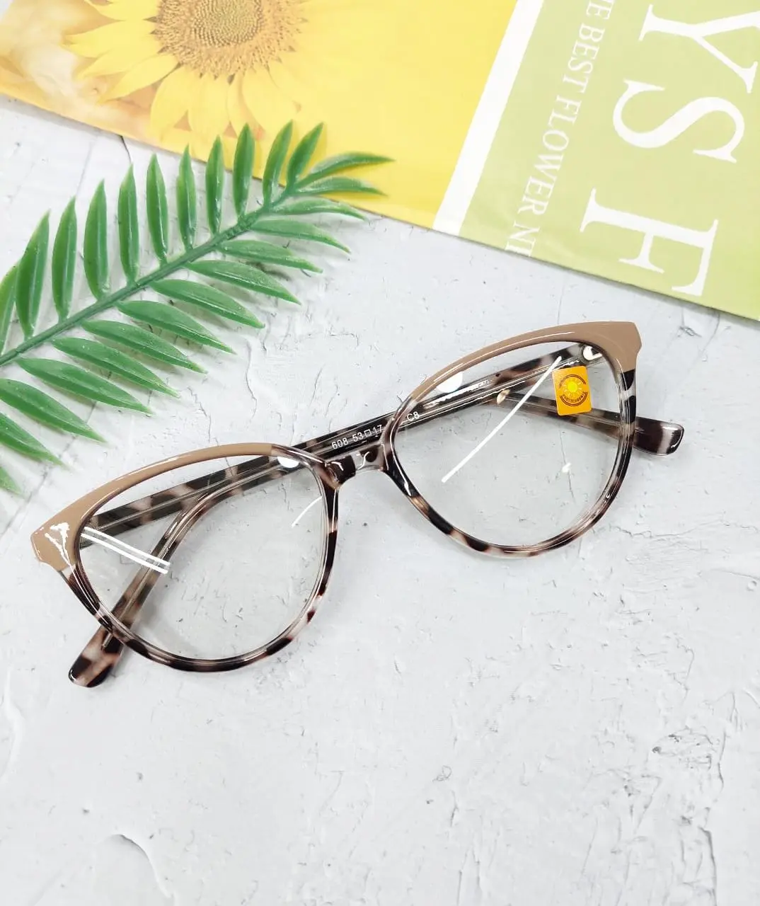 (Beli 1 kacamata non normal Gratis 1 cateye Random) Frem Kacamata Photocromik Free Bok Dan Lap Kode RA608 Leopartpink Lensa Frame Eyewear