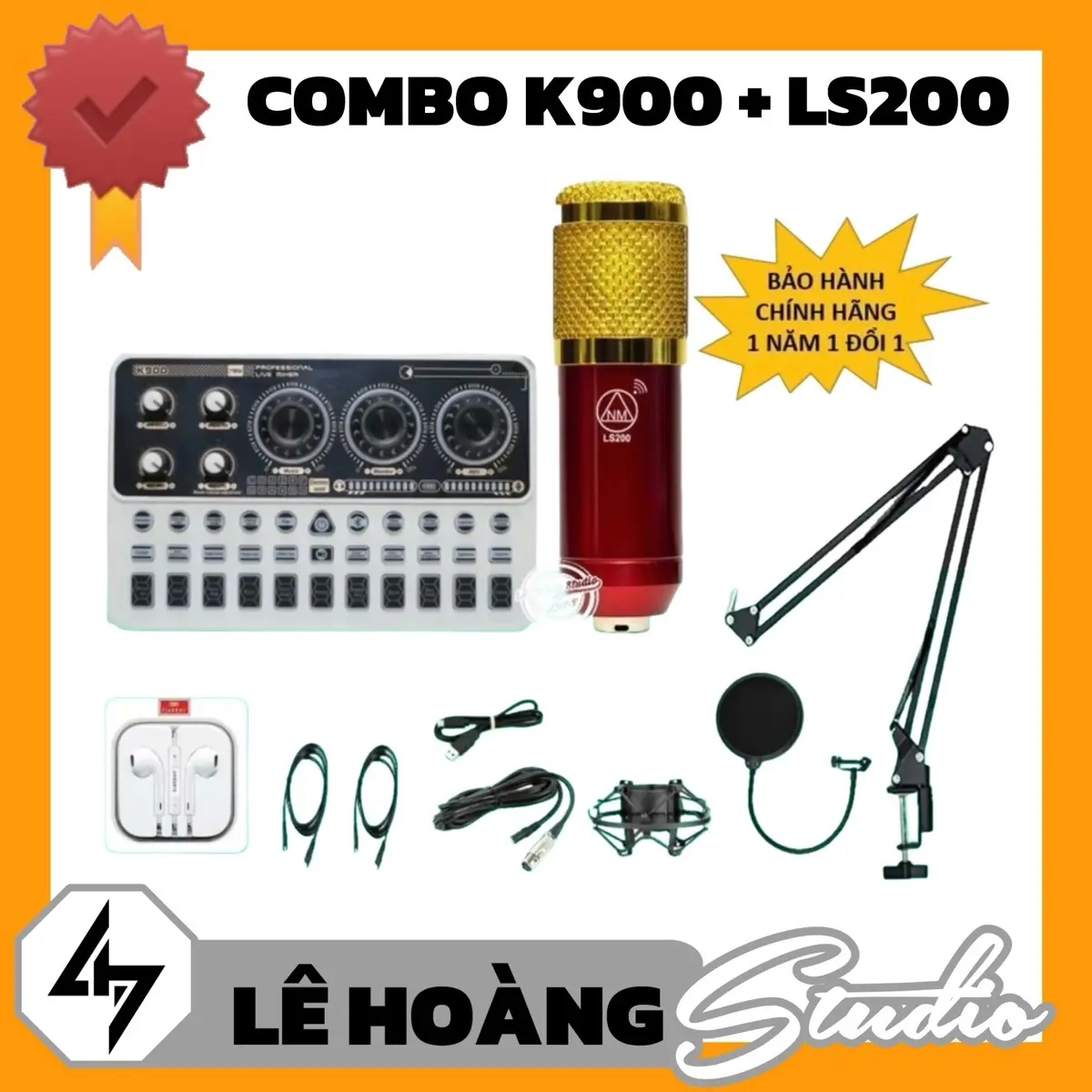 Combo thu âm livestream K900 kết hợp micro NMC LS200 đầy đủ phụ kiện