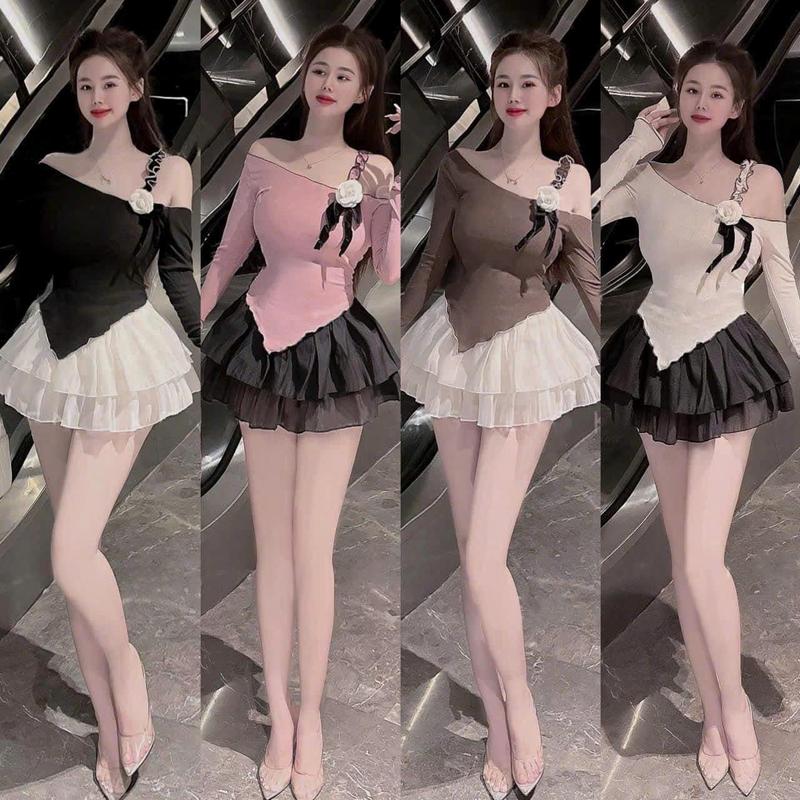 Product Introduction of Set đồ nữ, Set áo lệch vai + Chân váy 2 tầng dễ thương sang chảnh UN_0054 Women Top 1