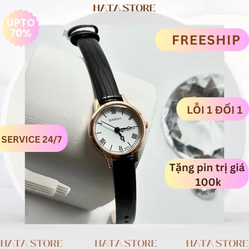 ĐỒNG HỒ NỮ BARSH PHONG CÁCH VINTAGE HÀN QUỐC DÂY DA VÂN CÁ SIÊU MỀM PIN THẠCH ANH MẶT KÍNH KHOÁNG  SIZE 24MM Women Watch 3