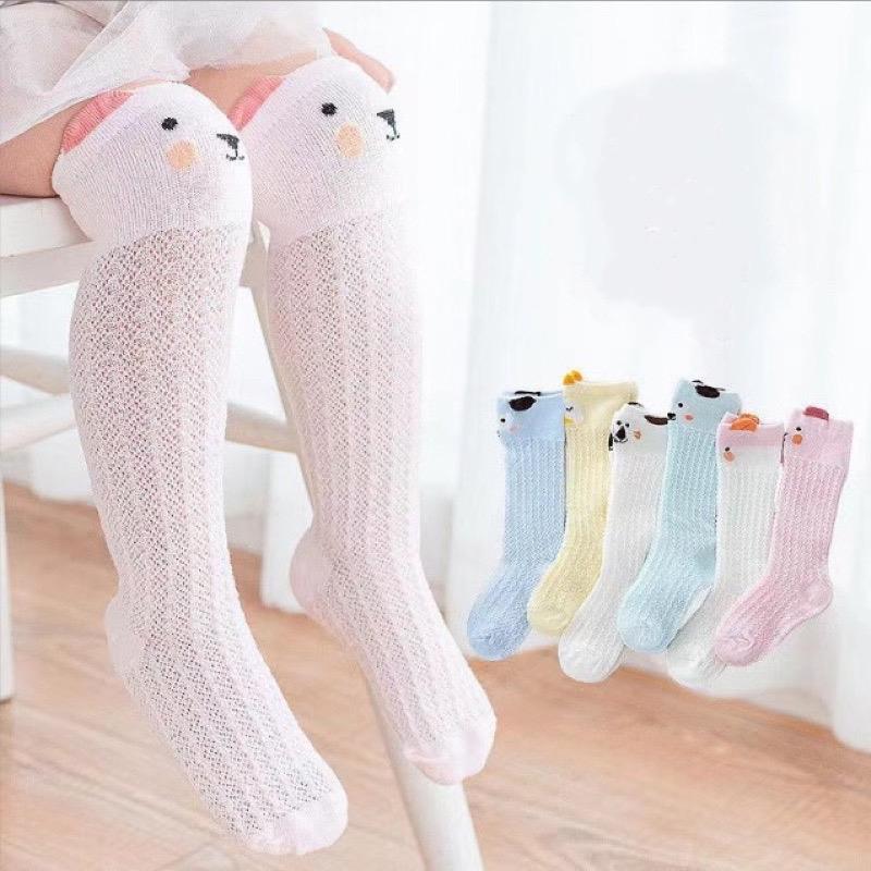COMBO 3 ĐÔI Tất lưới ĐÙI thoáng khí chống muỗi Vải Cotton cho bé trai bé gái 0-3 tuổi