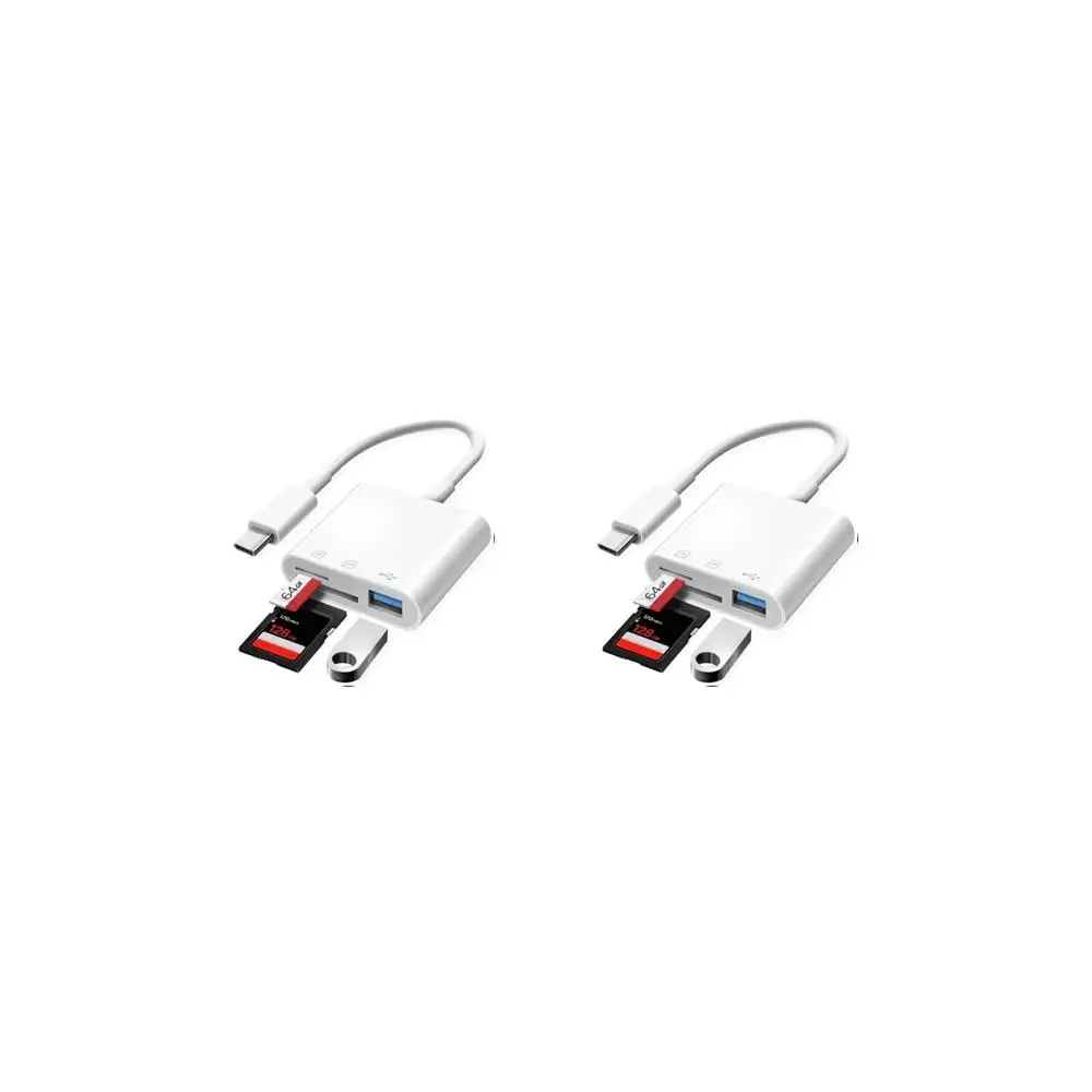 3 In 1 USB C Adapter, 2 Counts Portable USB/SD Card/TF Card to Type C Adapter, Multifunctional Universal USB Hubs & Card Readers