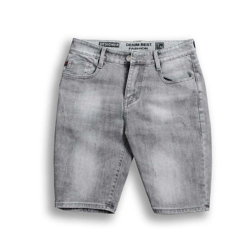 Quần Short Jean Nam EP Vải Dày, Màu Xám Nhạt Xước Nhẹ, Co Giãn Tốt, Không Bay Màu, Năng Động, Dễ Phối Đồ EP88
