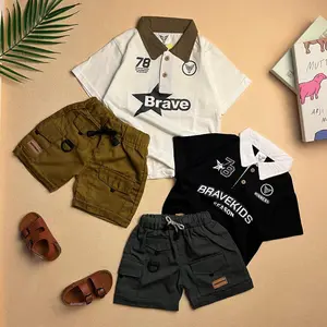 BRAVEKIDS FASHION - RUGBY TEES KATUN 24s SETELAN ANAK UMUR 1-5 TAHUN T SHIRT KAOS DAN CELANA COTTON DRILL KARGO COMBED