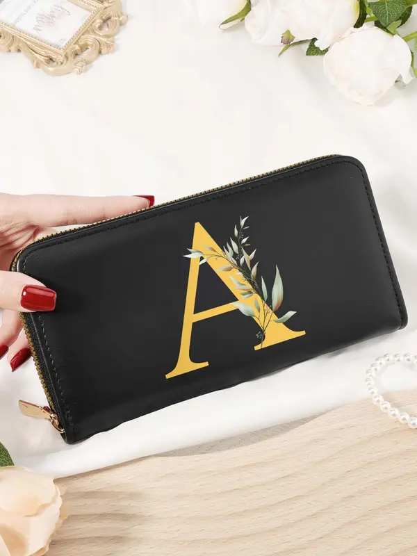 Women's Letter Pattern Long Wallet, Fashionable PU Leather Zipper Wallet for Daily Used, Casual Trendy Versatile High-quality Daily Wallet 7