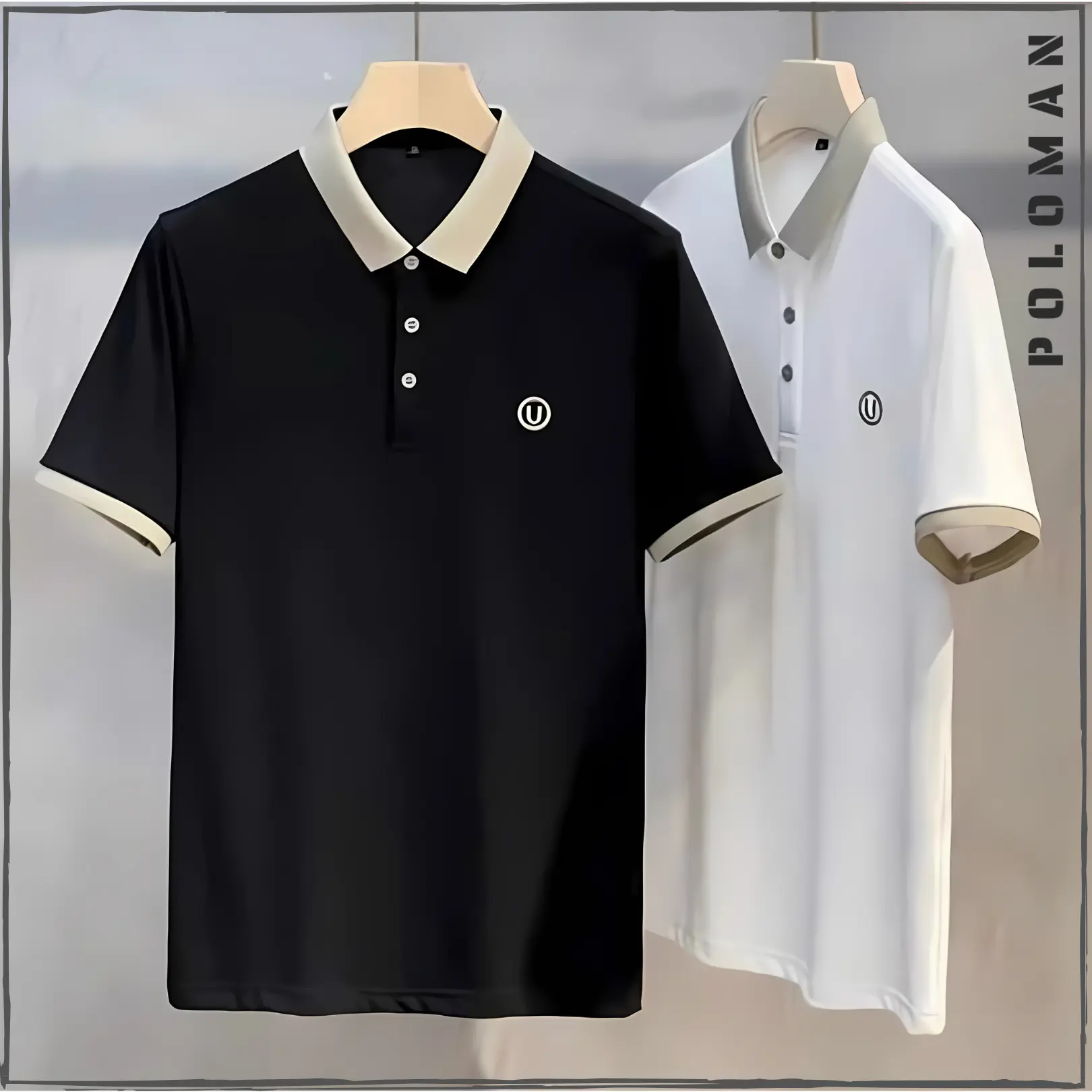 Áo Có Cổ POLOMAN thêu chữ U sang trọng UMA store Vải CVC Cá Sấu Sang Trọng, Đứng Form - Áo Polo Thời Trang Tay Ngắn Có Cổ Shirt  Menswear POLOMANOR  Ngắn Tay Cộc Tay Trắng