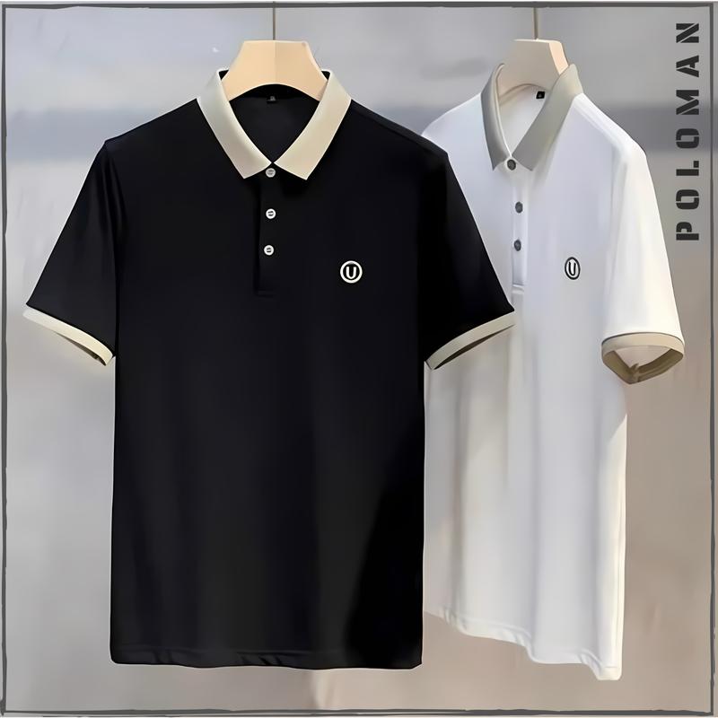  Áo Có Cổ POLOMAN thêu chữ U sang trọng UMA store Vải CVC Cá Sấu Sang Trọng Đứng Form - Áo Polo Thời Trang Tay Ngắn Có Cổ Shirt  Menswear POLOMANOR  Ngắn Tay Cộc Tay Trắng 