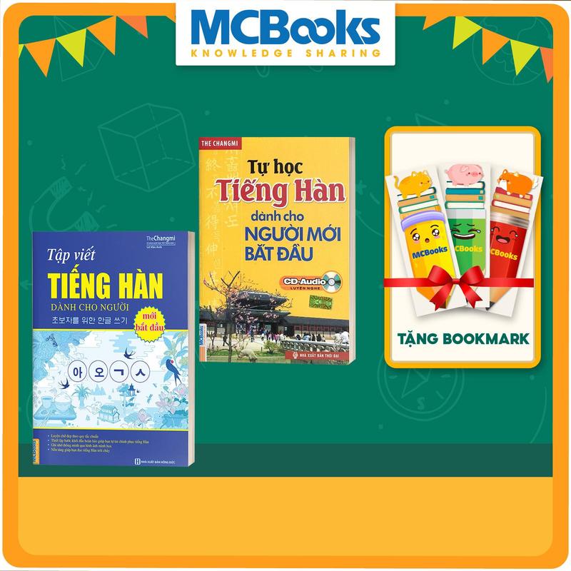 Sách - Combo Tự Học Tiếng Hàn Cho Người Mới Bắt Đầu Và Tập Viết Tiếng Hàn Tặng Bookmark MCBooks