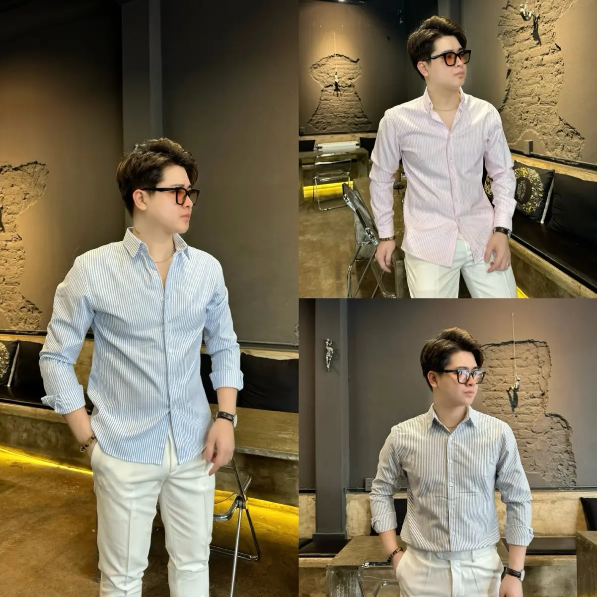 Áo Sơ Mi TN Luxury Kẻ Sọc, Cổ Áo Có Khuy Cài. Vải dày dặn, thấm mồ hôi. Menswear Shirt