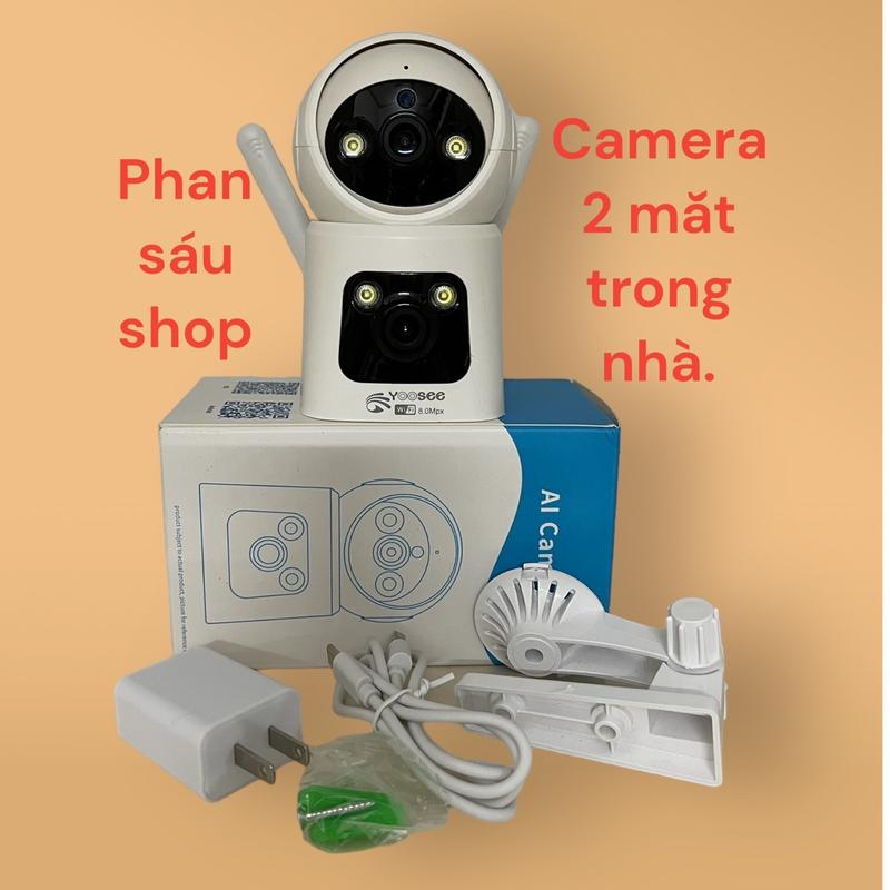 Camera 2 mắt 2 khung hình dùng trong nhà . Cam có dâu bắt wifi . Độ phân giải 8.0mpx