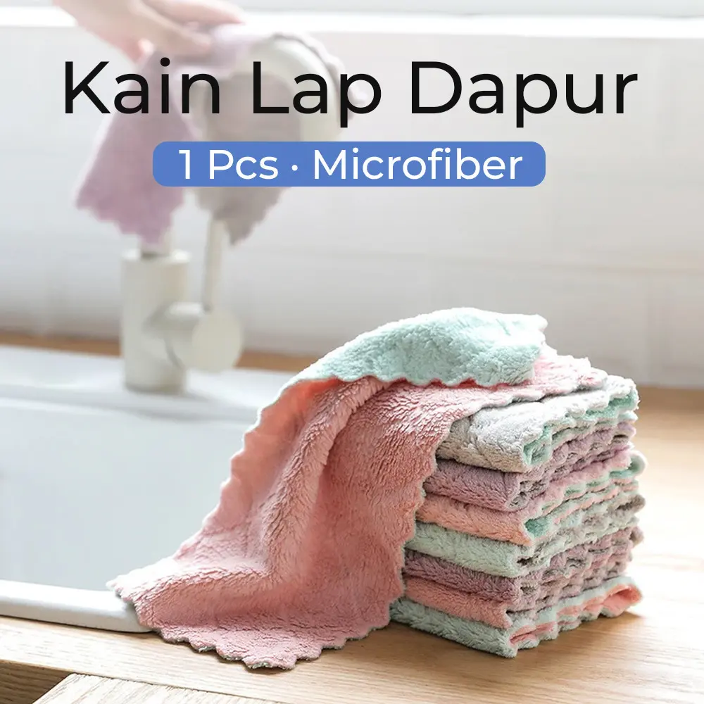 Kain Lap Dapur Microfiber Cleaning Cloth 22 x 14cm Kain Lap Pengering Piring