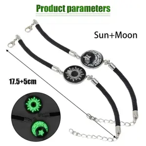 2Pcs Gelang Couple Pasangan Glow in the Dark Bintang Bulan Titanium Gelang You And Me Sun & Moon