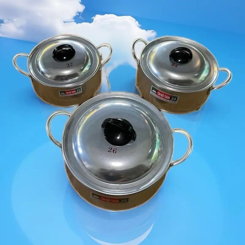 Combo 3 nồi nhật dầy nhôm Tân Đức Thành đáy bầu size 22-24-26cm 2