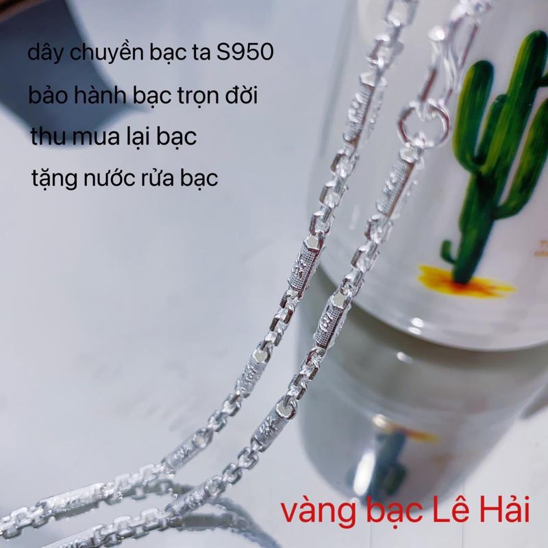 Dây chuyền bạc nam . chất liệu bạc 950 dây ống tròn chữ phúc 4,2 chỉ dài 50cm