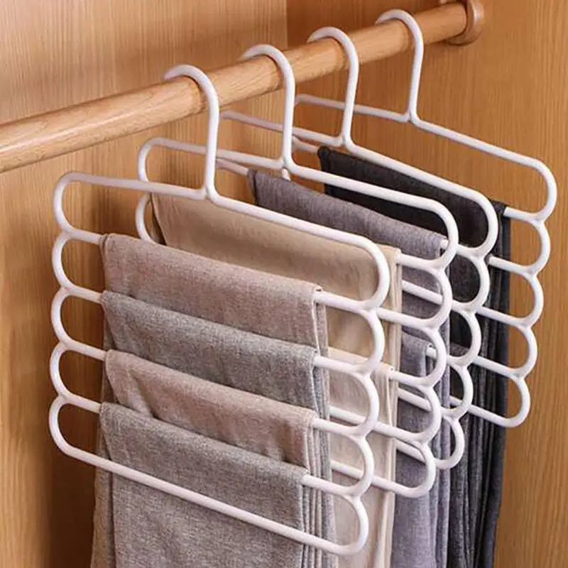 Autumn Homeware Pants Organizing Hanger, 3 Counts Summer 5-layer Trousers Hanger, Home Essentials Multi-layer Thickened Clothes Storage Organizer, Multifunctional Pants Towel Scarves Rack, Storage for Bedroom, Bedroom Accessories, House Organizers