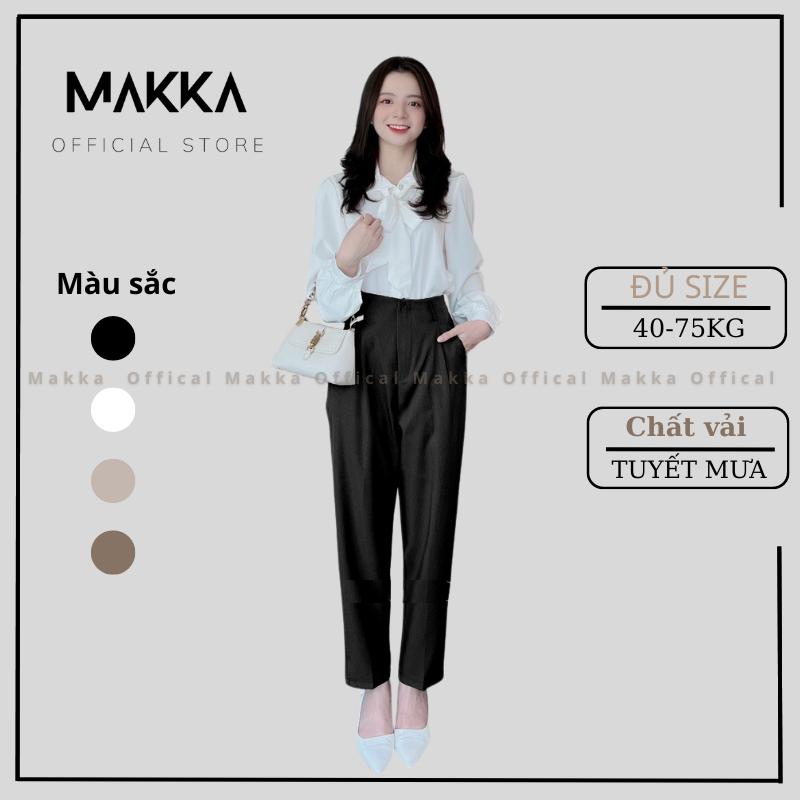 Quần baggy nữ MAKKA baggy cạp liền chất tuyết mưa phong cách trẻ trung cá tính quần công sở hot trend 8337 Pants Women Đen