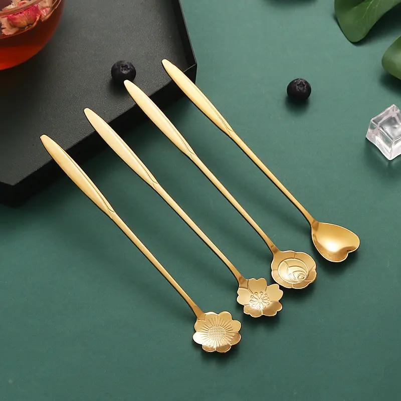 Product Introduction of Stainless Steel Coffee Spoon Set, 4 Counts/set Long Handle Ice Cream Dessert Spoon, Kitchen Utensils for Home Dining Room Picnic 9
