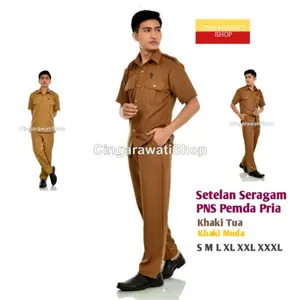 Setelan Seragam PNS Pemda Pria - Pilihan Khaki Tua & Khaki Muda - Seragam Guru & Pegawai Negeri Sipil Desa