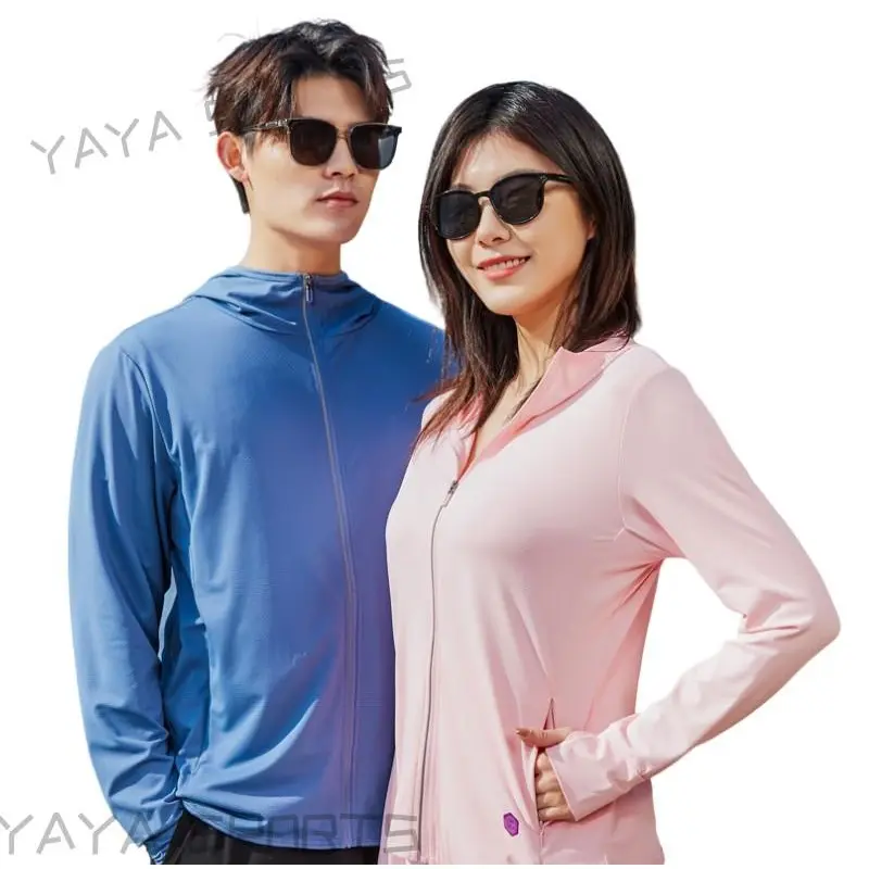 Hoodie Perlindungan Matahari, untuk Lelaki dan Wanita, Perlindungan UV UPF 50 +, Zip Up, Lengan Panjang, Jaket Bertudung, Sesuai untuk Kembara Berjalan Kaki dan Aktiviti Luar. Outdoor Pakaian Sport Family