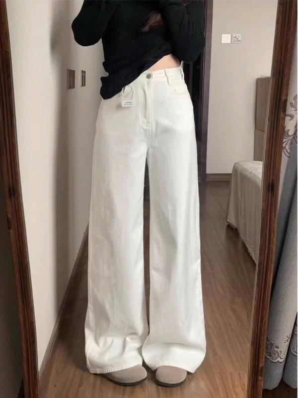   HAVANA  Quần jeans trắng dài basic ống rộng phong cách đơn giản #6222 HAVANA QJ277 