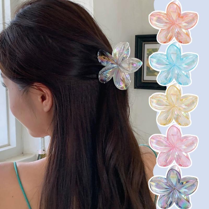 Product Introduction of Transparent Frangipani Hair Clip Girls Sweet Colorful Egg Flower Hair Claws Ponytail Hair Clips Wedding Party Gifts Hair Accessories 16