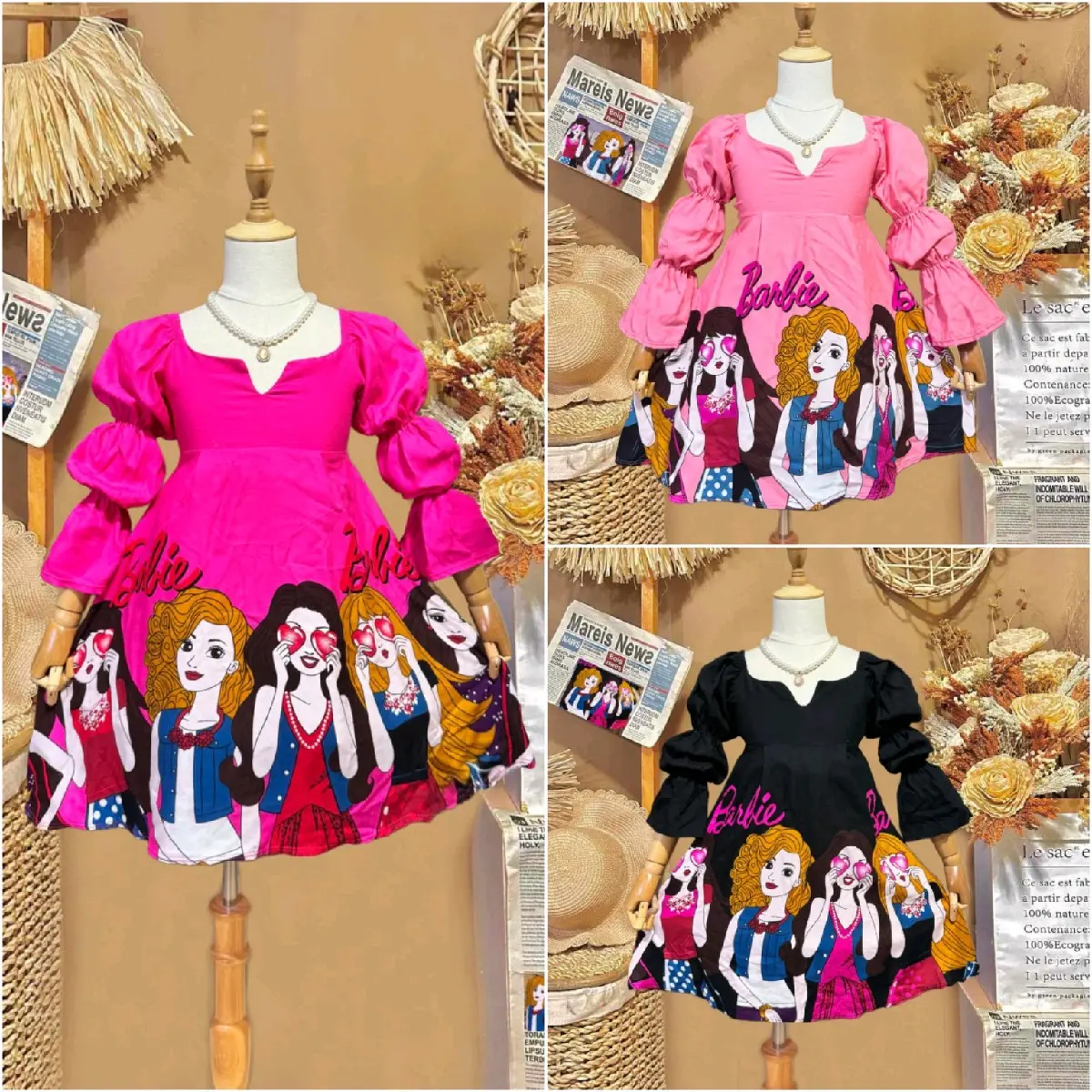 KIDS BARBIE DRESS FOR 4-9YRS OLD HIGH QUALITY CHALLIS FABRIC