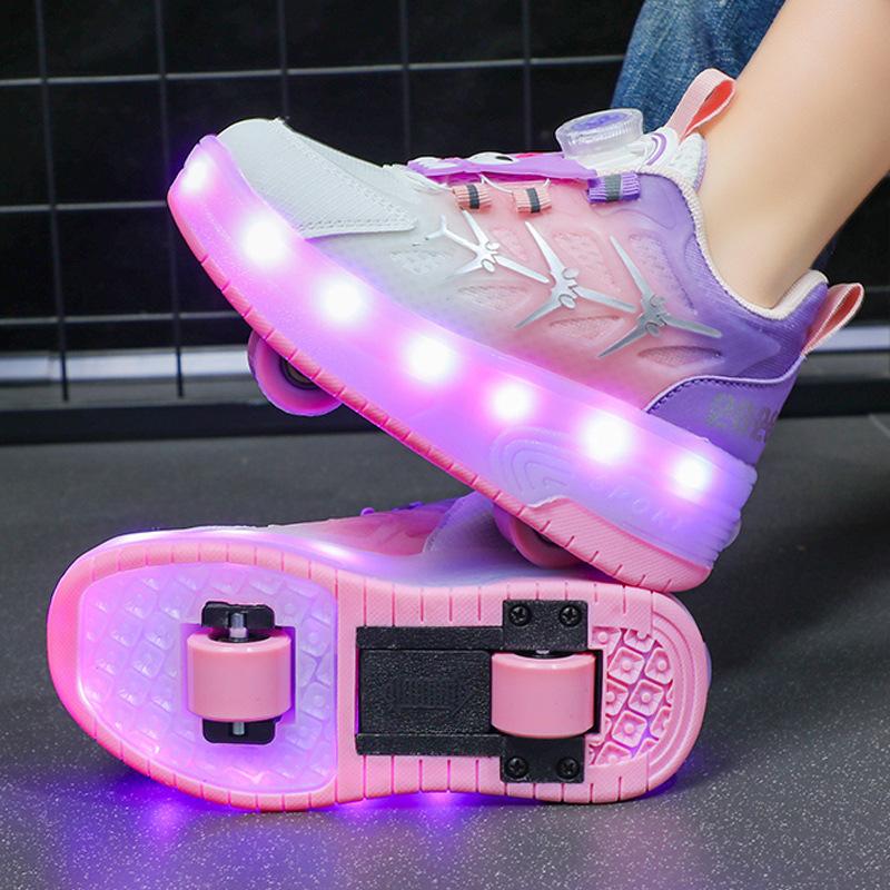 Giày Heelys Thời Trang Phong Cách Công Chúa, Đèn Nhấp Nháy, Dành Cho Trẻ Em Và Học Sinh Tiểu Học, Hàng Mới Về, Đa Năng, Hai Bánh, Thoáng Khí, Thích Hợp Cho Thể Thao Và Trượt Băng, Giày Trượt 2