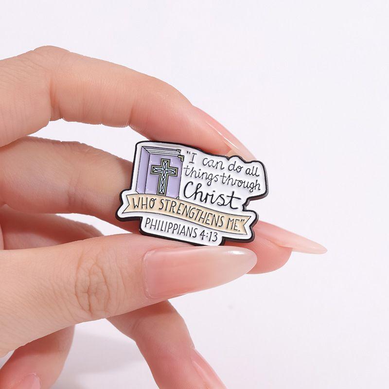 New Light Color English Letter Enamel Badge Fun Book Cross Shape Alloy Accessory Brooch 8