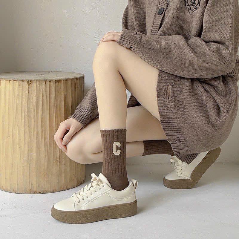 Product Introduction of (Túi Zip)Sét 10 Đôi Tất Chữ C Mẫu Cao Cổ Phong Cách Hàn Quốc Nữ Women Voi 11