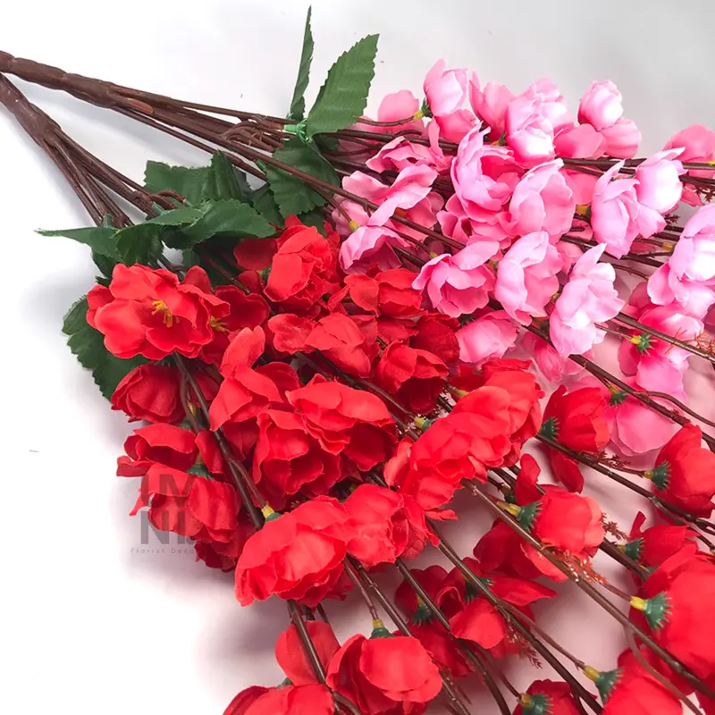 Bunga Sakura Cherry Blossom 7 Cabang 56CM Meihua Plastik Dekorasi Sakura Tancap Bunga Hias 5