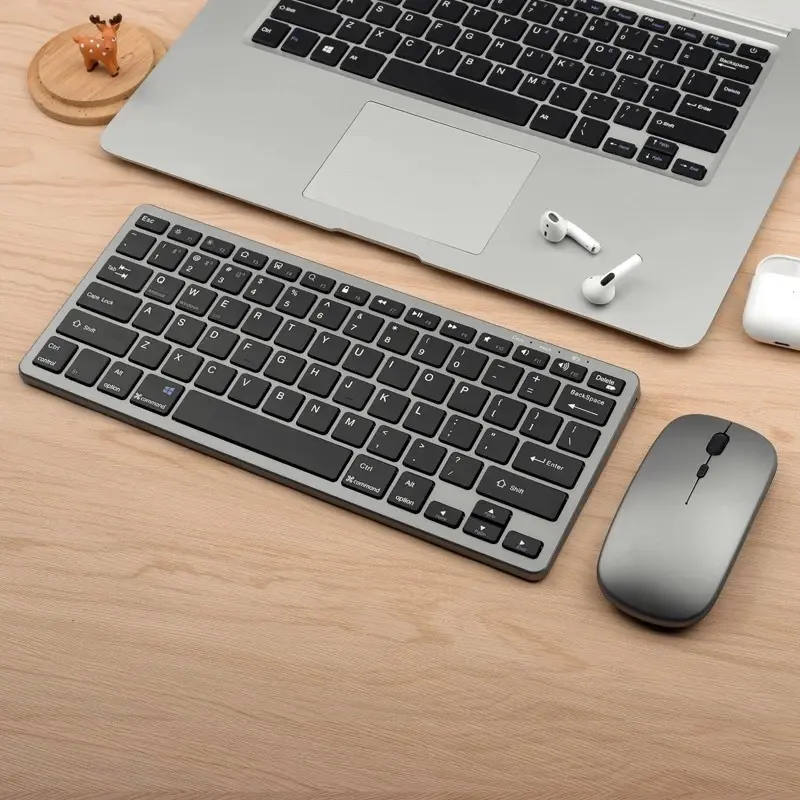 Bàn Phím Chuột Không Dây 3 Chế Độ 78 Phím Có Thể Sạc Lại Cho Laptop, PC, Notebook, Điện thoại, Smart TV; Điện thoại ban phim chuot cong