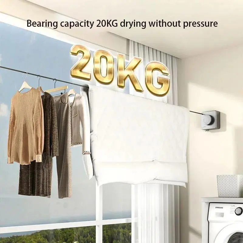 Retractable Durable & Convenient Clothesline, 1 Count Wall Mounted Clothesline, Space Saving Laundry Solution for Apartments & Backyards 5