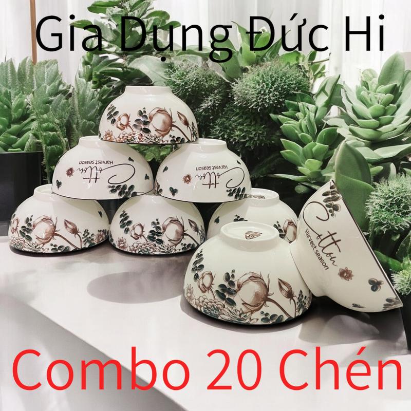 Combo 20 Chén Sứ 4D Nhiều Mẫu Mã Hoa Cho Mọi Người Lựa Chọn - Hoa Văn Cao Cấp sứ chịu nhiệt bộbátngọc 20cái bat bộ bát ăn cơm dia
