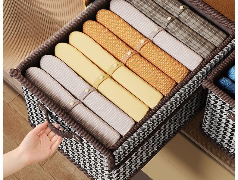Product Introduction of Houndstooth Covered Storage Box for Clothes and Pants, Dormitory Wardrobe Folding Organizer Storage Bin 7