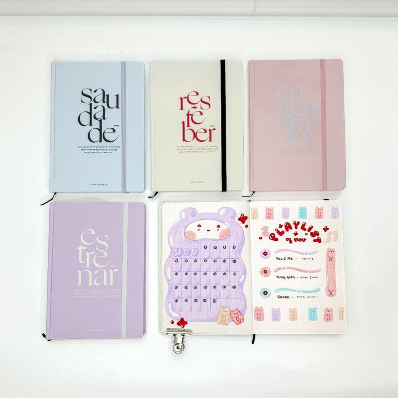 Sổ tay ghi chép A5 grid dot trơn kẻ ngang 130gsm Crabit Obscure Feeling sổ  tím