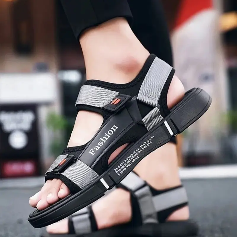 Cỡ 39-45, Giày Đi Biển Đế Bằng, Dành Cho Nam, Ngoài Trời, Thích Hợp Cho Mùa Hè, Công Sở, Thời Trang, Ngoại Cỡ, Dép Trượt Thoáng Khí, Phong Cách Hàn Quốc, Thích Hợp Cho Học Sinh Trung Học, Dép Đi Bộ Đường Dài Thể Thao, Chống Trượt, Bền, Đế Bằng, Sandals