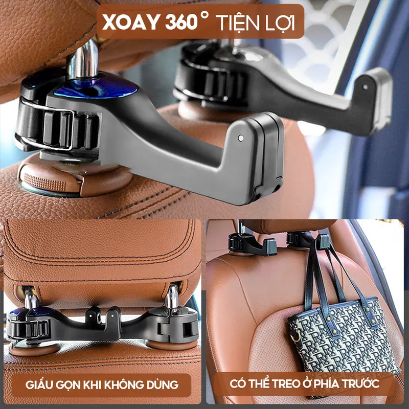 Móc Treo Đồ Sau Ghế Xe Hơi Ô Tô Kiêm Kẹp Điện Thoại Tiện Lợi Phụ Tùng 1