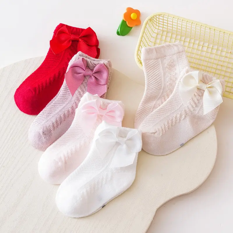 Korean Baby Solid Color Bow Decoration Socks Newborn Toddler Infants Sweet And Cute Sock 0-3 Years Old